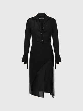 DIVALO NWT Lilith Dress Long Sleeve Midi Crystal Buttons Layered Black
